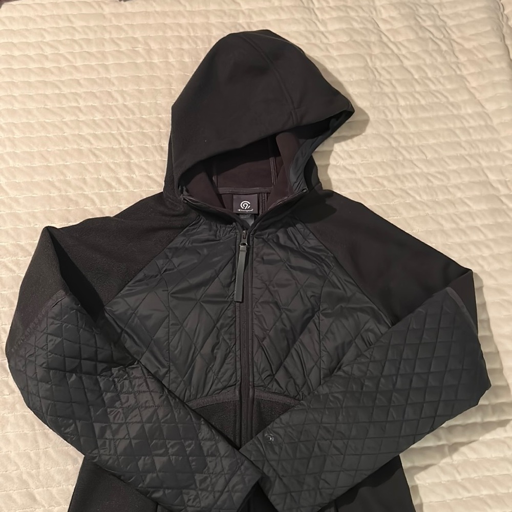 Black Champion light weight running coat size small.